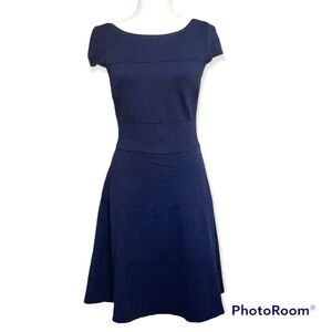 Banana Republic A-Line Navy Blue Knee Length Dress, Size 4 Tall